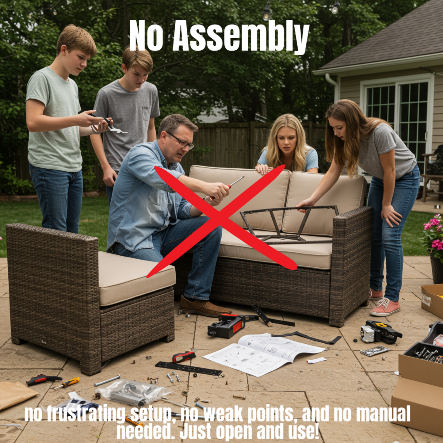 Modern Brown Square Coffee Table – No Assembly Required