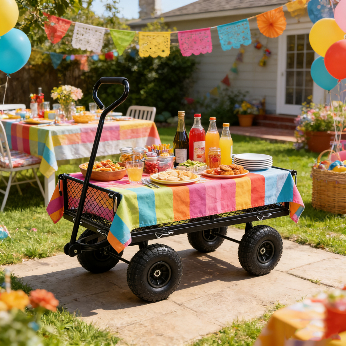 Wagon Cart Garden cart trucks make it easier to transport firewood TC1840BKG