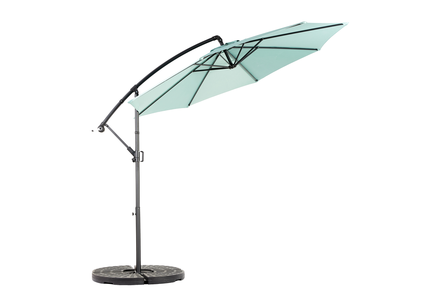 Best Choice Products 10ft Offset Hanging Market Patio Umbrella w/Easy Tilt Adjustment, Polyester Shade, 8 Ribs for Backyard, Poolside   -  ( Light green )(No Base)