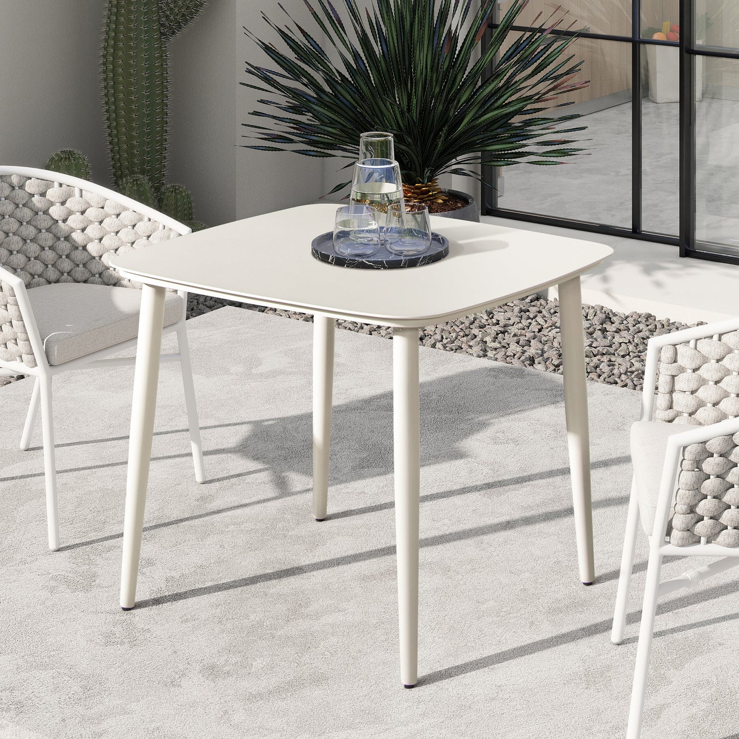 Santorini 33.5" Square Outdoor Patio Table Aluminum
