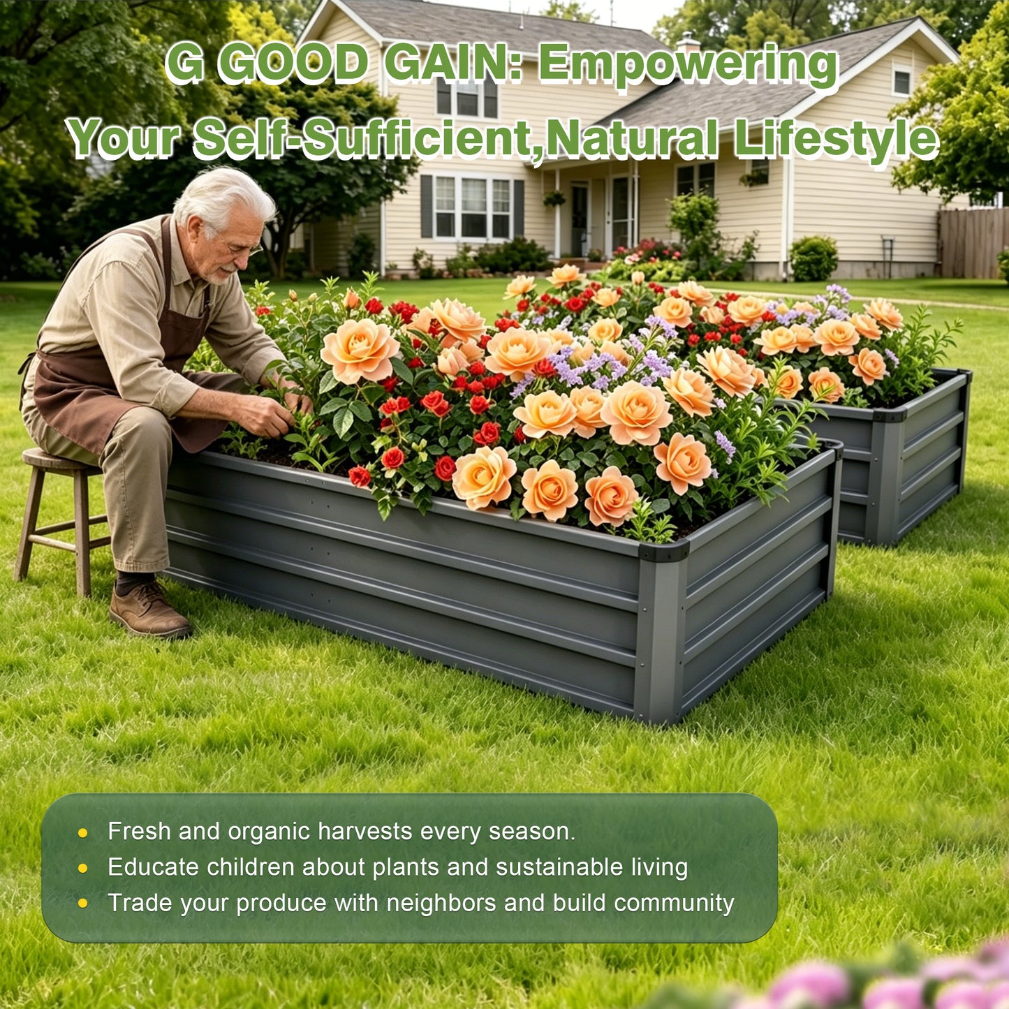 6x3x1ft large Garden Bed, Grey Color Rectangular Galvanized Metal Outdoor Garden Bed, Suitable for Backyard Ground Gardens for Growing Plants, Vegetables and Flowers.