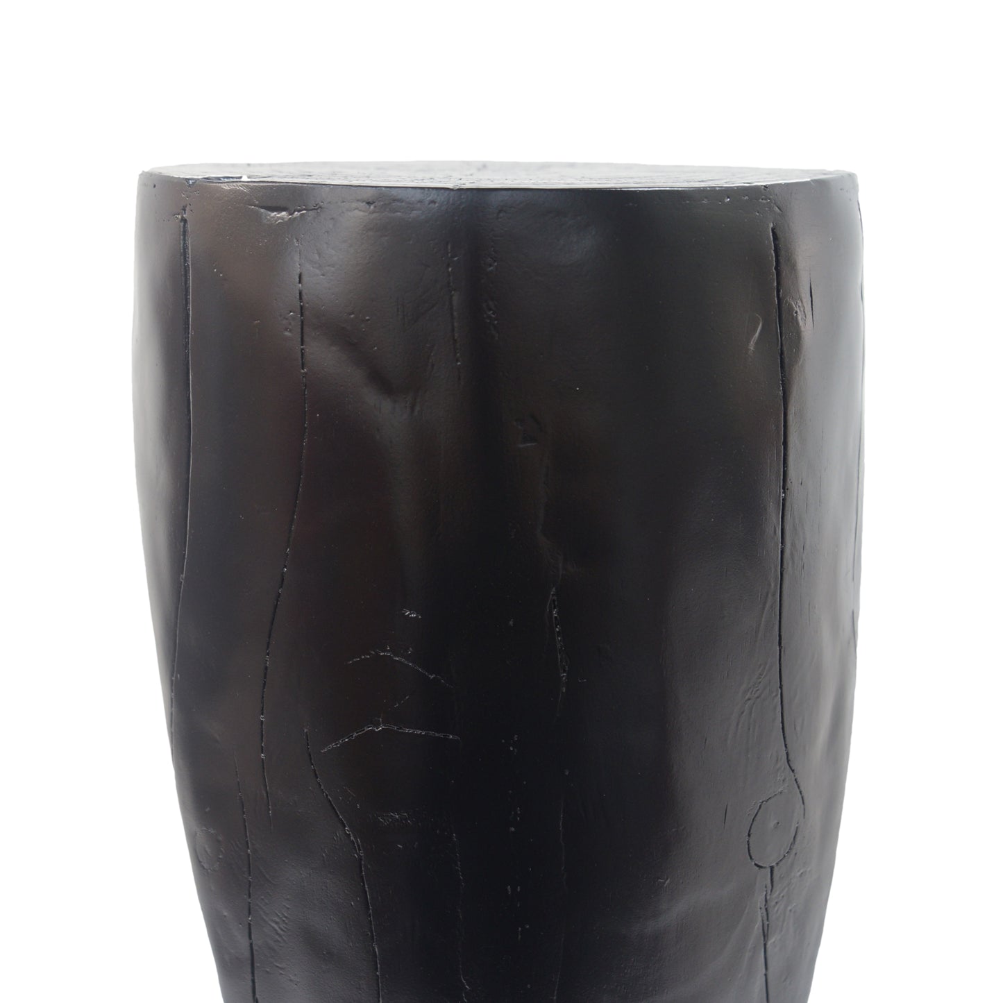 Outdoor Side Table,Hollow Design End Table,Patio Garden Stool Table,Decorative Accent Table for Patio Balcony Beach Pool Side,Lightweight Concrete,Wood Like Texture,Black Color