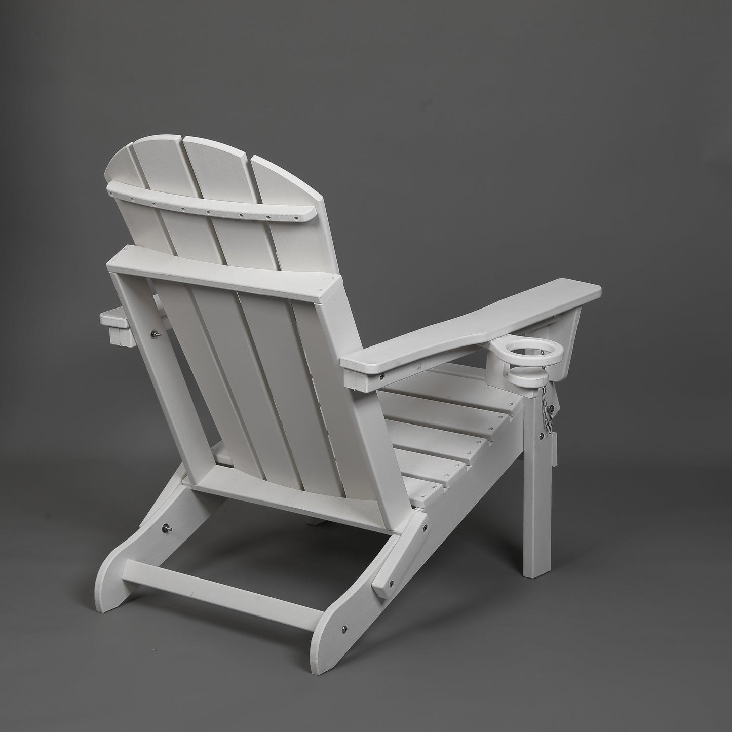 HDPE Folding Adirondack Chair with Dual Cup Holder - Composite Adirondack Chair with Wood Texture- White