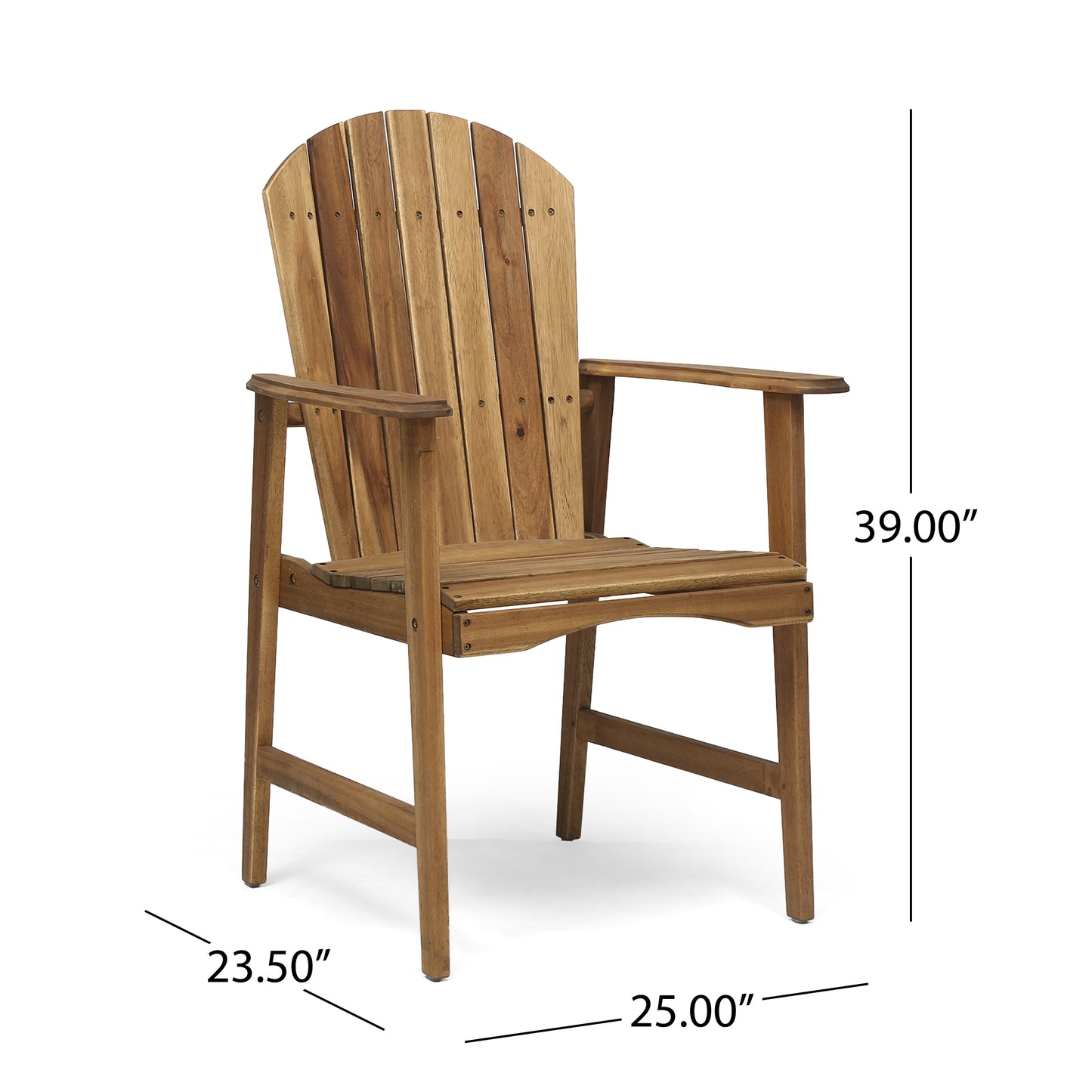 Outdoor Weather Resistant Acacia Wood Adirondack Dining Chairs (Set of 2), Natural Finish