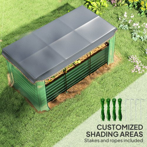 70.9 in. x 23.6 in. x 22.6 in. Galvanized Steel Raised Garden Bed with Net Cover and Roof, Metal Planter Box, Beige
