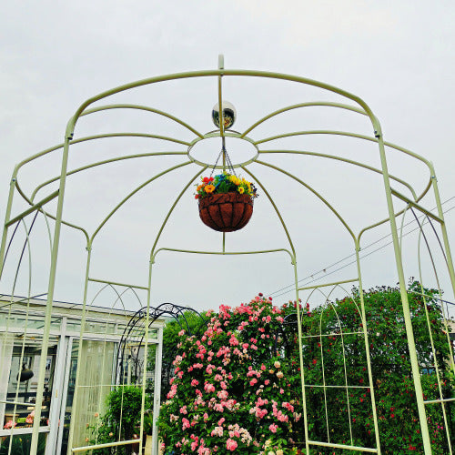 114.2 in. x 81.3 in. Metal Iron Garden Arch Birdcage Shape Pergola Pavilion Arbor for Outdoor Activity in White