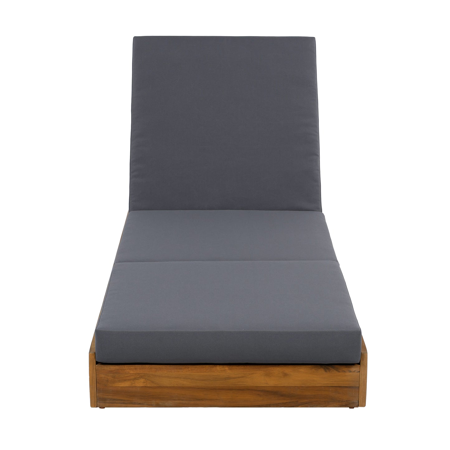 LOUNGE CHAISE SET, ACACIA SOLID WOOD WITH LOUNGE CUSHION (DARK GREY & TRIPLE FOLD) - MATCHING CREAM VERSION AVAILABLE