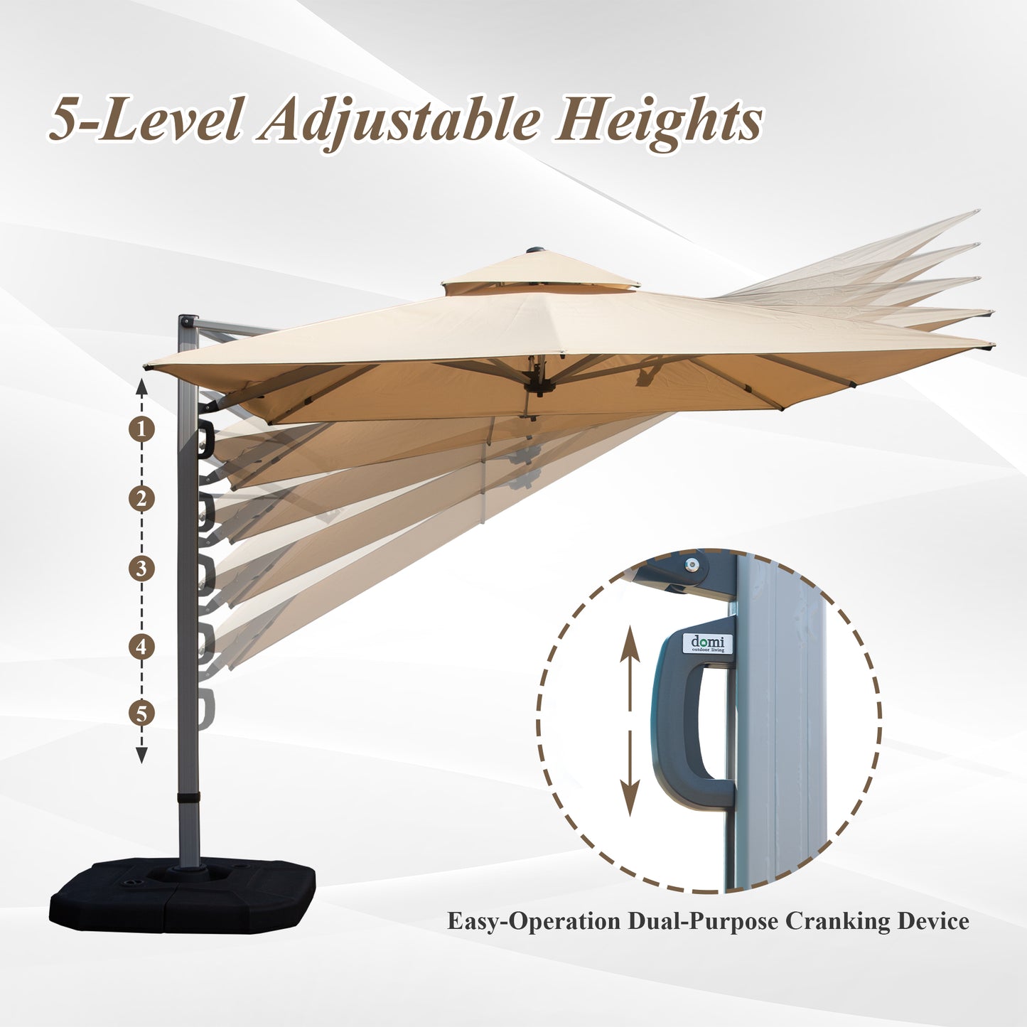 9'x 11' Rectangle Cantilever Umbrella with Center Pole, Beige (Base Not Included)