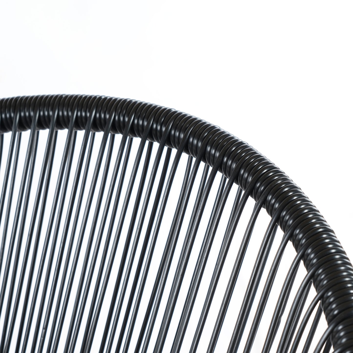 NUSA OUTDOOR PATIO WICKER CHAIR, BLACK PE RATTAN & IRON FRAME, SET OF 2