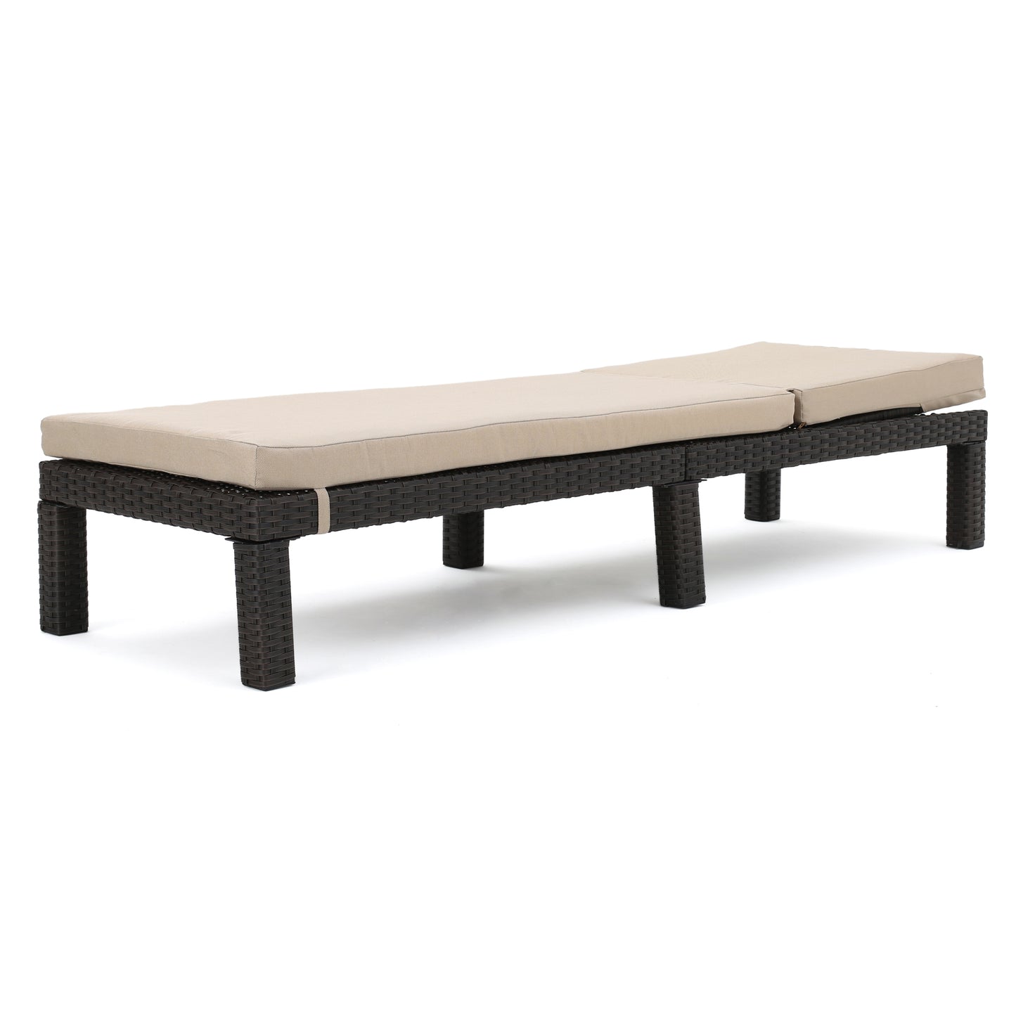 PUERTA KD CHAISE LOUNGE, DARK BROWN FRAME WITH BEIGE CUSHION