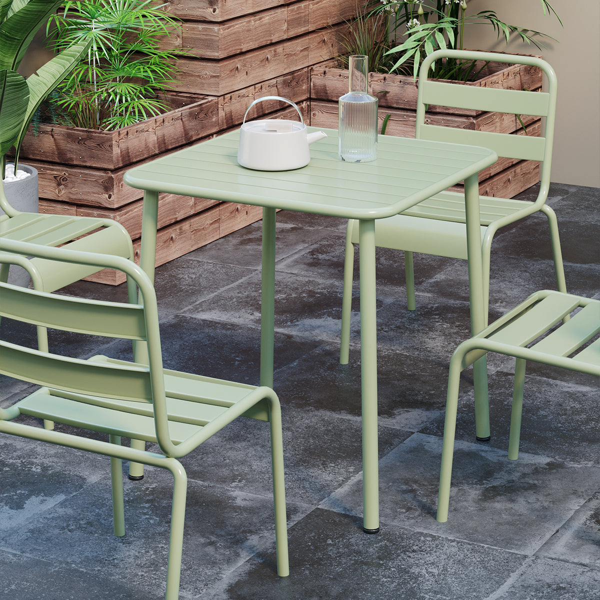 Sera square table  (green) outdoor courtyard table villa open air dining table waterproof table retro American modern simple balcony table coffee table