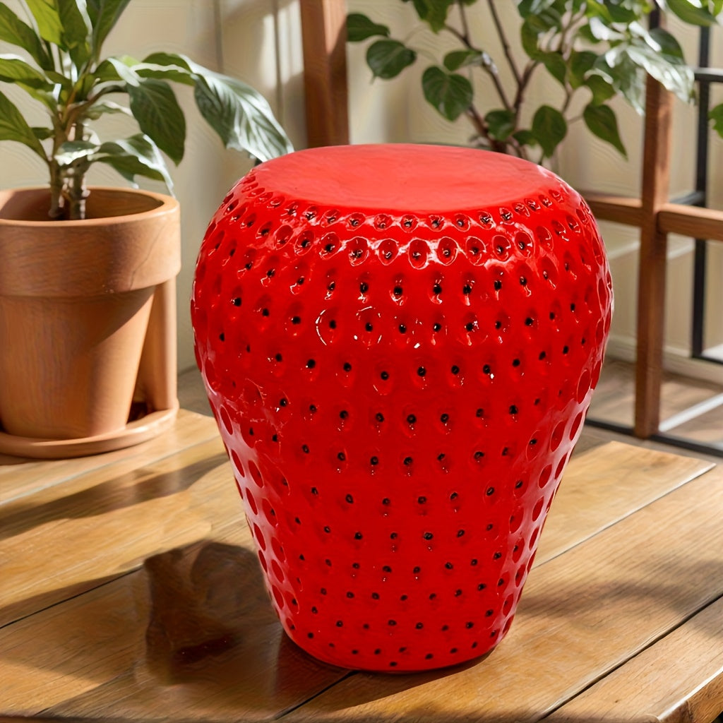 Strawberry Fruit Stool, 13.4"Oversized Resin Stool, Side Table, Home Decor Plant Stand Garden Indoor Outdoor Decorations, Multi-Purpose Innovative Garden Furniture