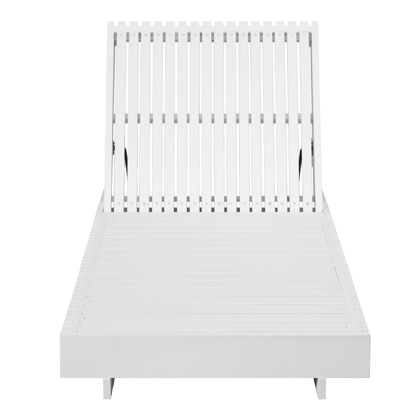 White Acacia Solid Wood Outdoor Chaise Lounge with Cream Water Repellent Cushion,400lbs Capacity, Modern Patio Sun Lounger for Garden,Poolside