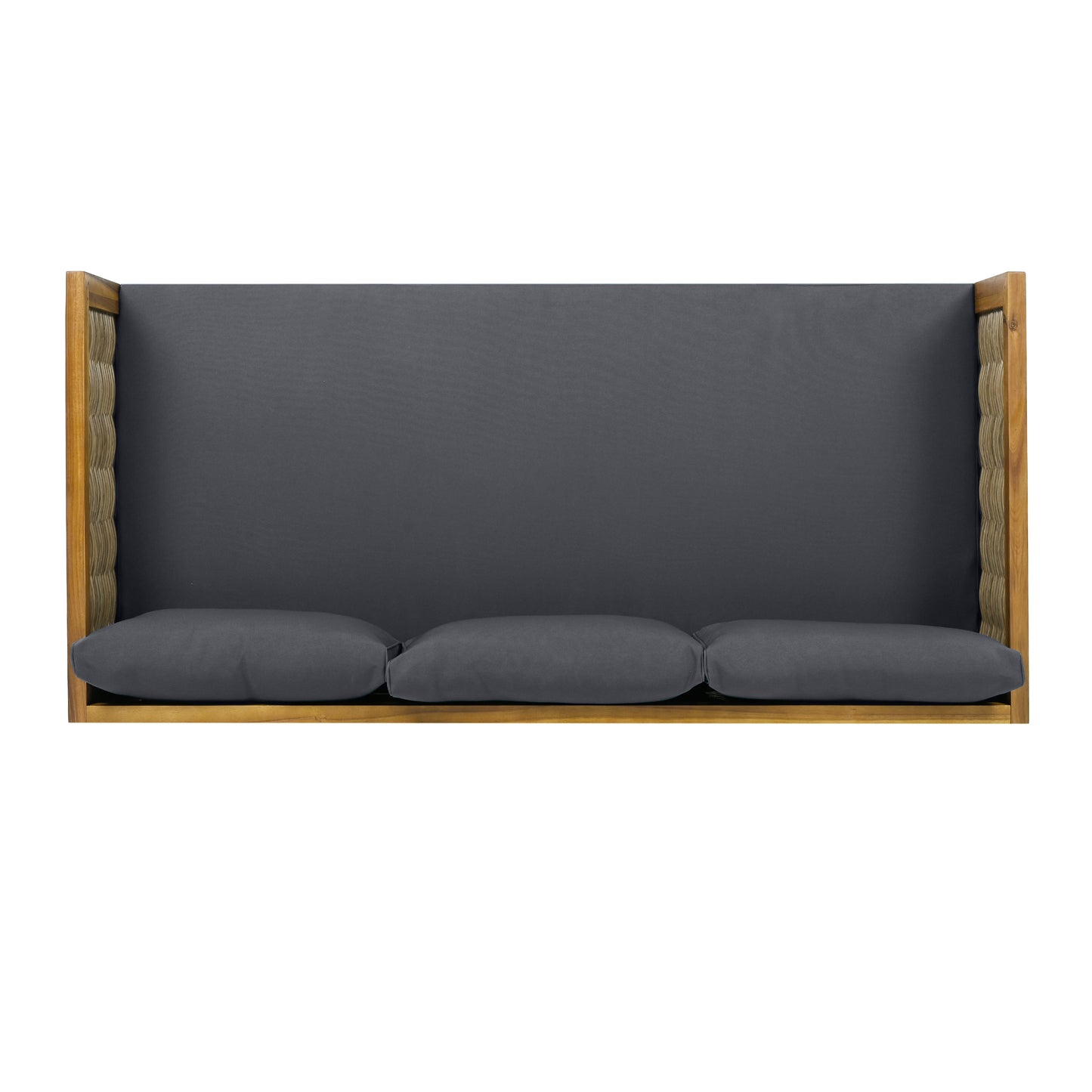 CLAREMONT 3 SEATER DAYBED WITH RATTAN ARMS (DARK GREY CUSHION)