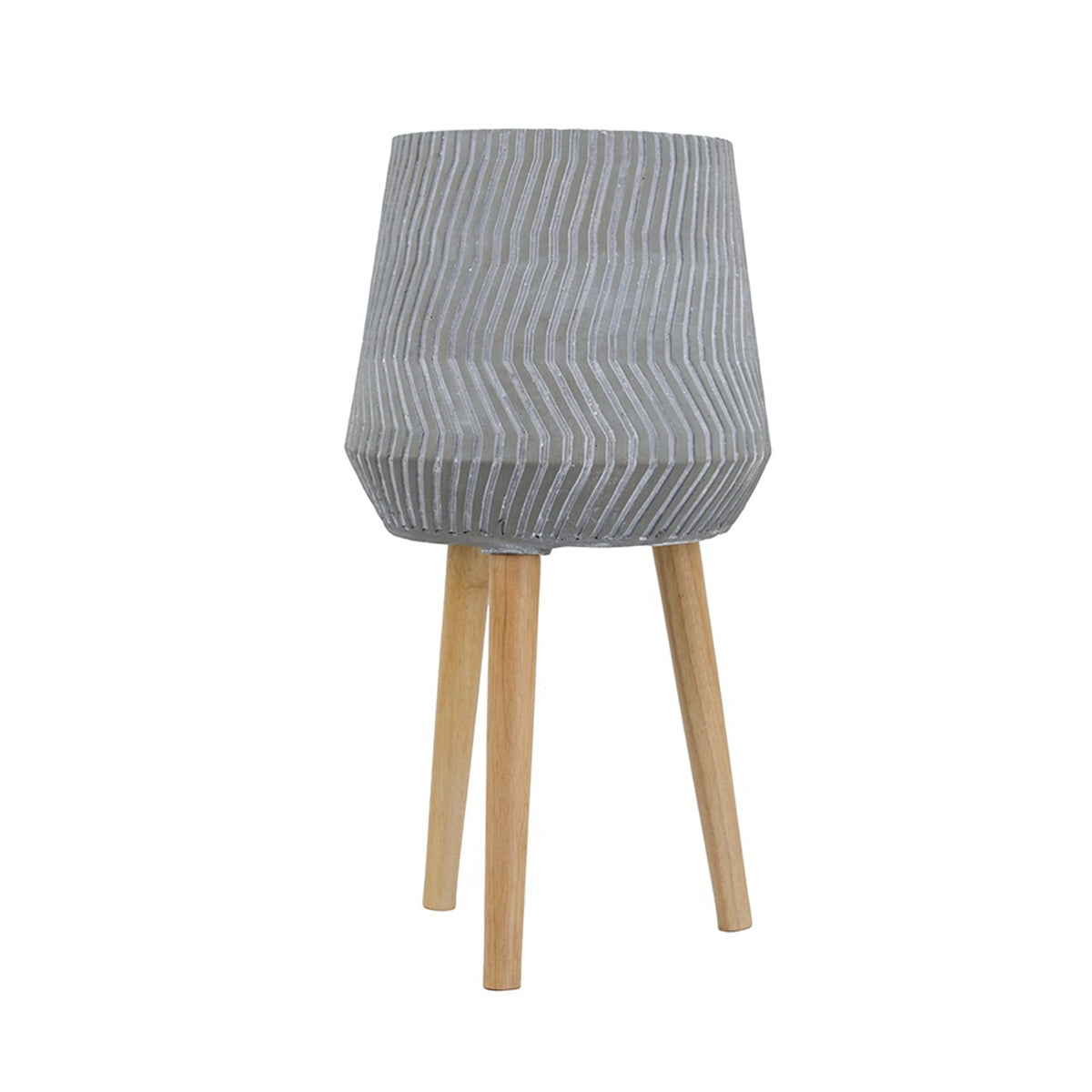 14.6x14.6x28" Cement and Wood Plant Stand, Indoor Outdoor Plant Holder