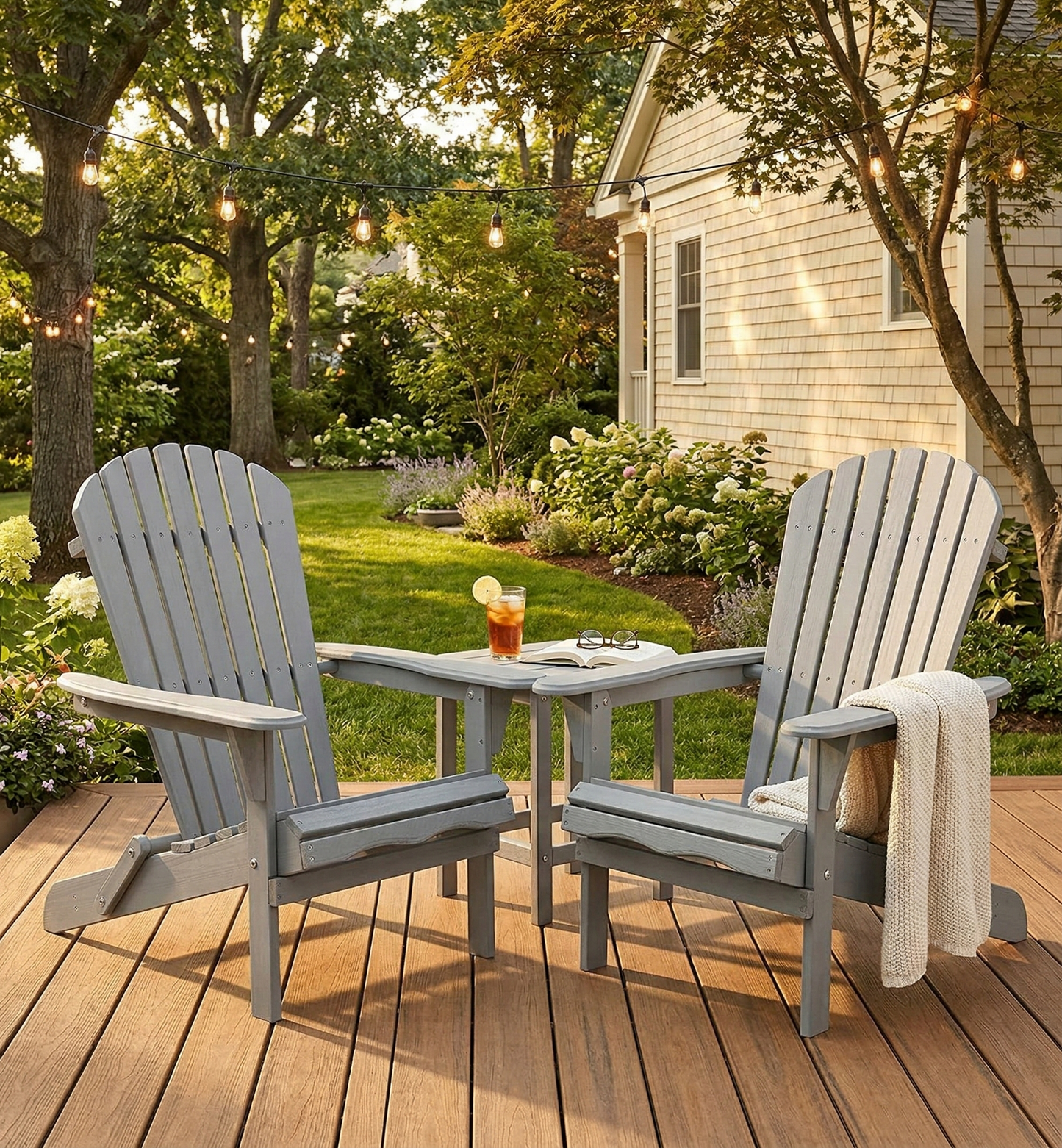 Wood Lounge Patio Chair for Garden Outdoor Wooden Folding Adirondack Chair Set of 2 Solid Wood Lounge Patio Chair for Garden, Lawn, Backyard,