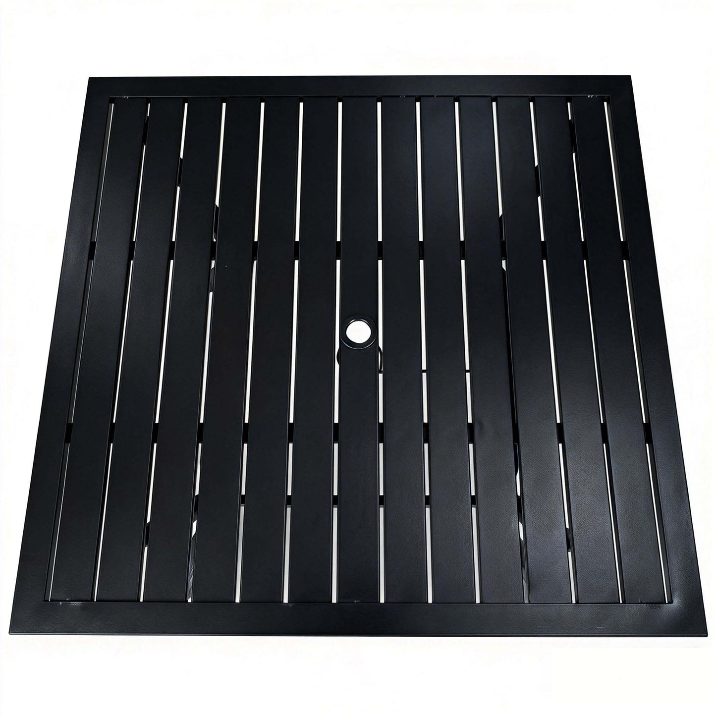 Metal Steel Slat Patio Dining Table Square Backyard Bistro Table Outdoor Furniture Garden Table