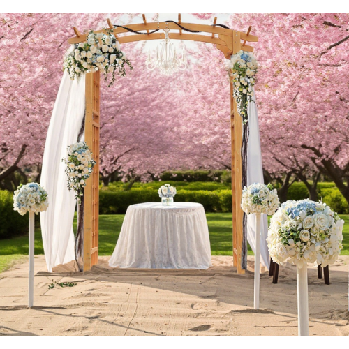 90 in. x 63 in. Wood Arbor, Wedding Arch for Ceremony, Outdoor Garden Pergola Arch Trellis for Plant Climbing
