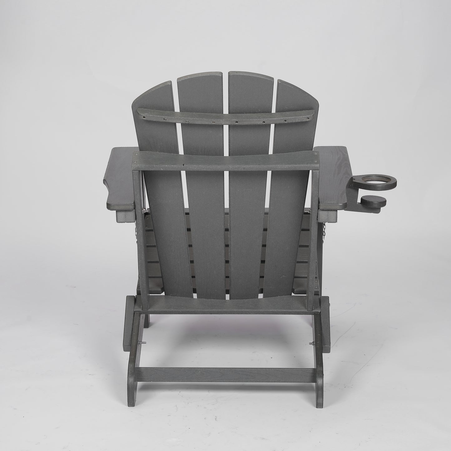 HDPE Folding Adirondack Chair with Dual Cup Holder - Composite Adirondack Chair with Wood Texture- ,Gray