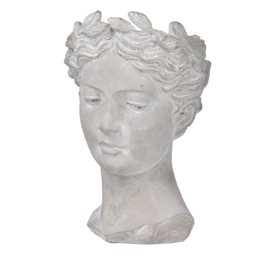 Female Statue Head Cement Planter, Greek/Roman Style Creative Portrait Cement Flower Pot, Unique Planter Pot for Indoor Outdoor Home Garden Decor