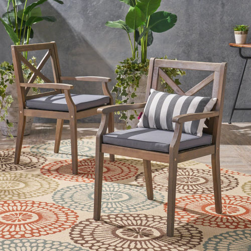 PERLA DINING CHAIR,2PCS with 2 Cushions,grey