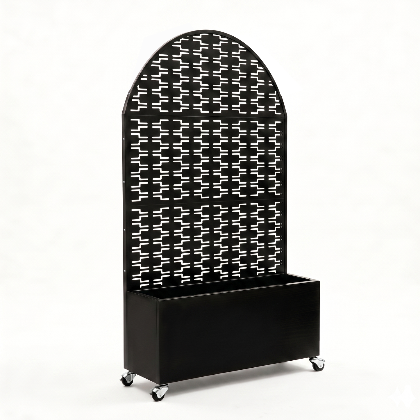 Arched Decorative Privacy Screen with Planter Box, 70.87" Tall Metal Freestanding Fence Planter, 46.8"×15.75"×16.92" Planter Box for Patio Balcony Backyard
