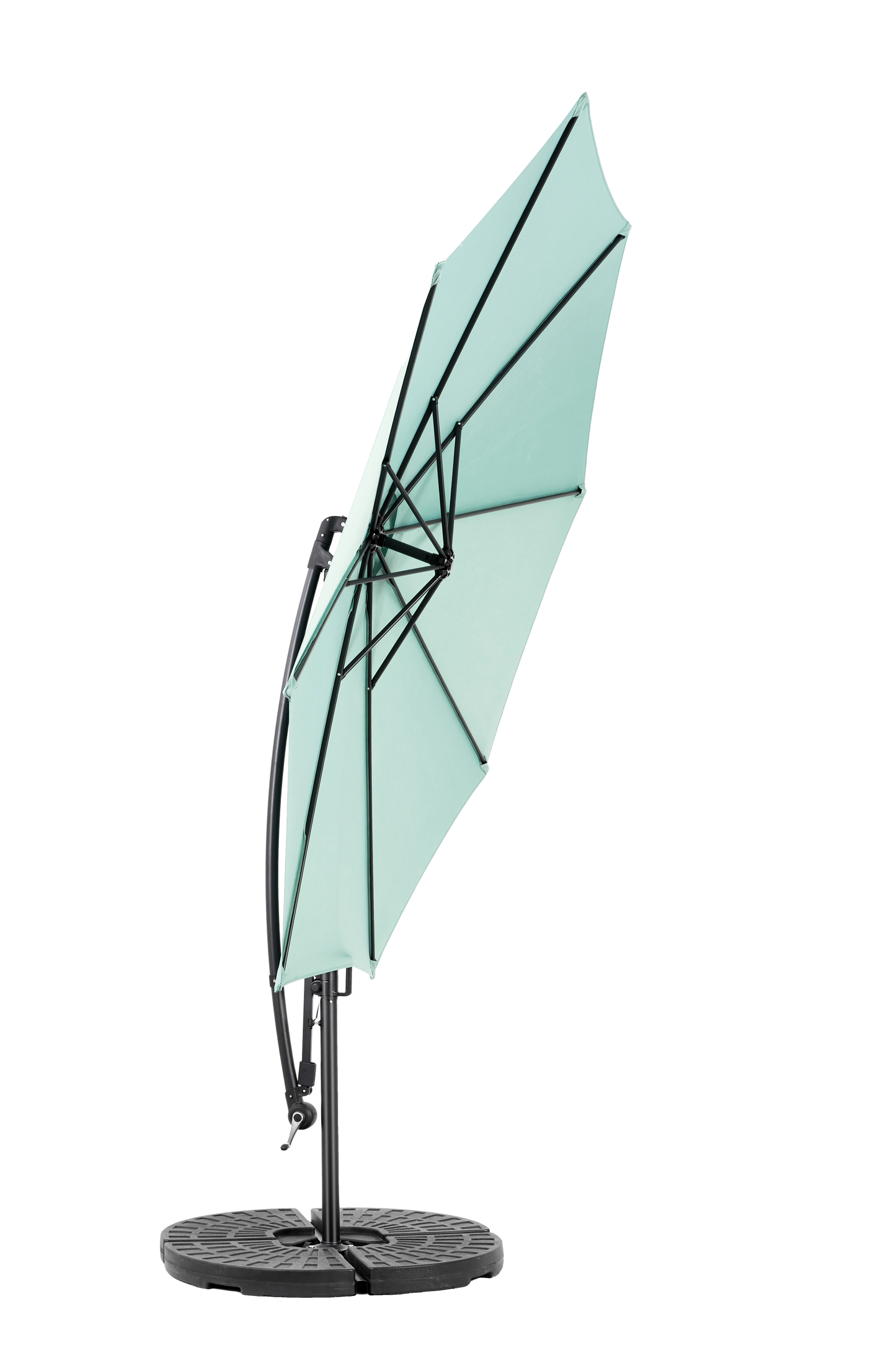 Best Choice Products 10ft Offset Hanging Market Patio Umbrella w/Easy Tilt Adjustment, Polyester Shade, 8 Ribs for Backyard, Poolside   -  ( Light green )(No Base)