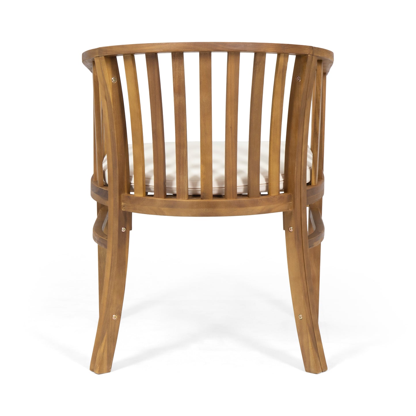 Outdoor Wooden Dining Chairs With Cushions, Set of 2, Cream, Teak Finish