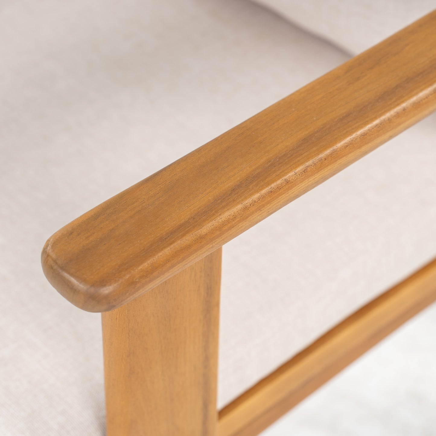 Kaja Outdoor Acacia Wood Dining Chair, Teak Finish Frame With Beige Cushion, Set of 2