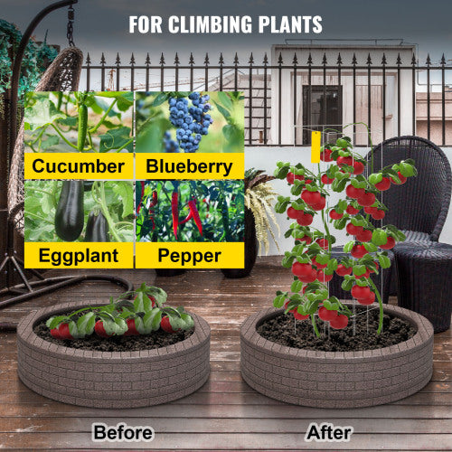 46.1 in. Tomato Cages 5-Piece Square Plant Support Cages Silver PVC-Coated Steel Tomato Towers for Climbing Vegetables