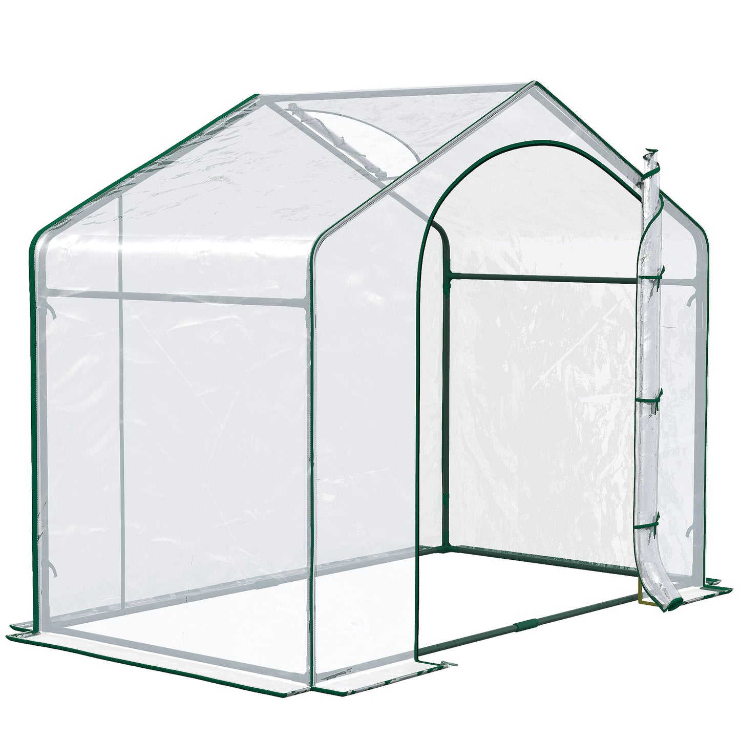 Outsunny 6' x 3' x 5' Portable Walk-in Greenhouse, PVC Cover, Steel Frame Garden Hot House, Zipper Door, Top Vent for Flowers, Vegetables, Saplings, Clear