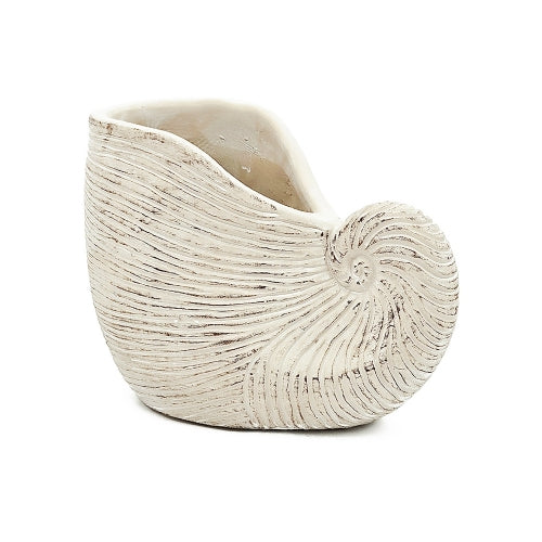 7.7 in. Beige Cement Pot Decorative Vase,Decorative Nautilus Shell Planter,Boho Vase for Home Decor,Living Room