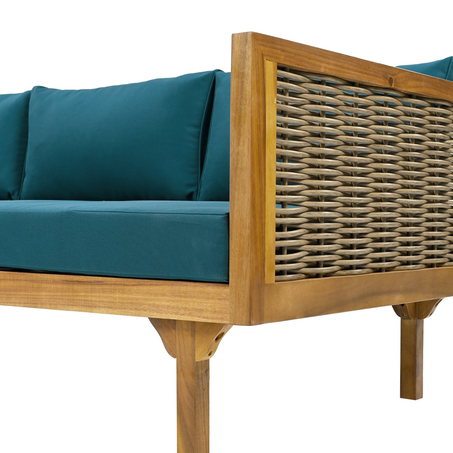 CLAREMONT 3 SEATER DAYBED WITH RATTAN ARMS (TEAK CUSHION)