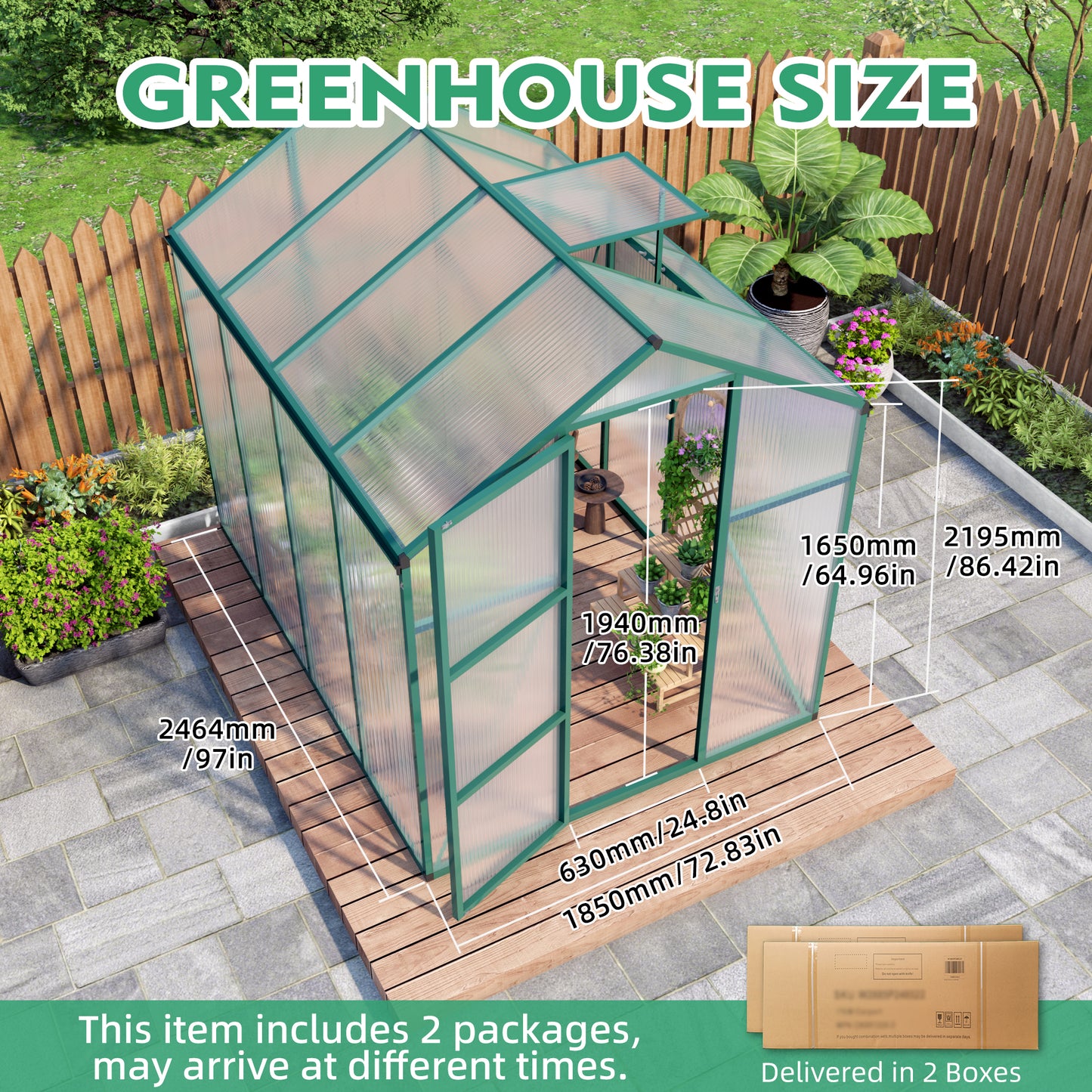 Newly marketed Gain height windproofaluminum greenhouse 6x8 FT Polycarbonate Greenhouse Raised Base and Anchor Aluminum Heavy Duty Walk-in Greenhouses for Outdoor Backyard in All Season