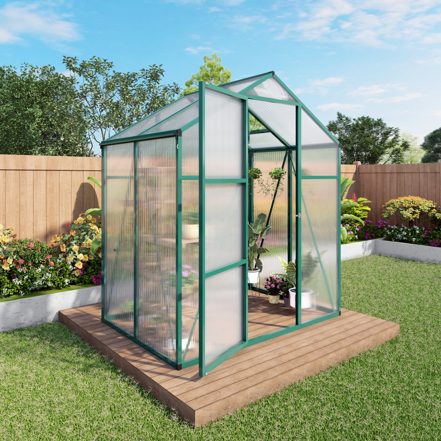 Newly marketed 6x4 FT Gain height windproof aluminum greenhouse Polycarbonate Greenhouse  Heavy Duty Walk-in Greenhouses for Outdoor Backyard in All Season