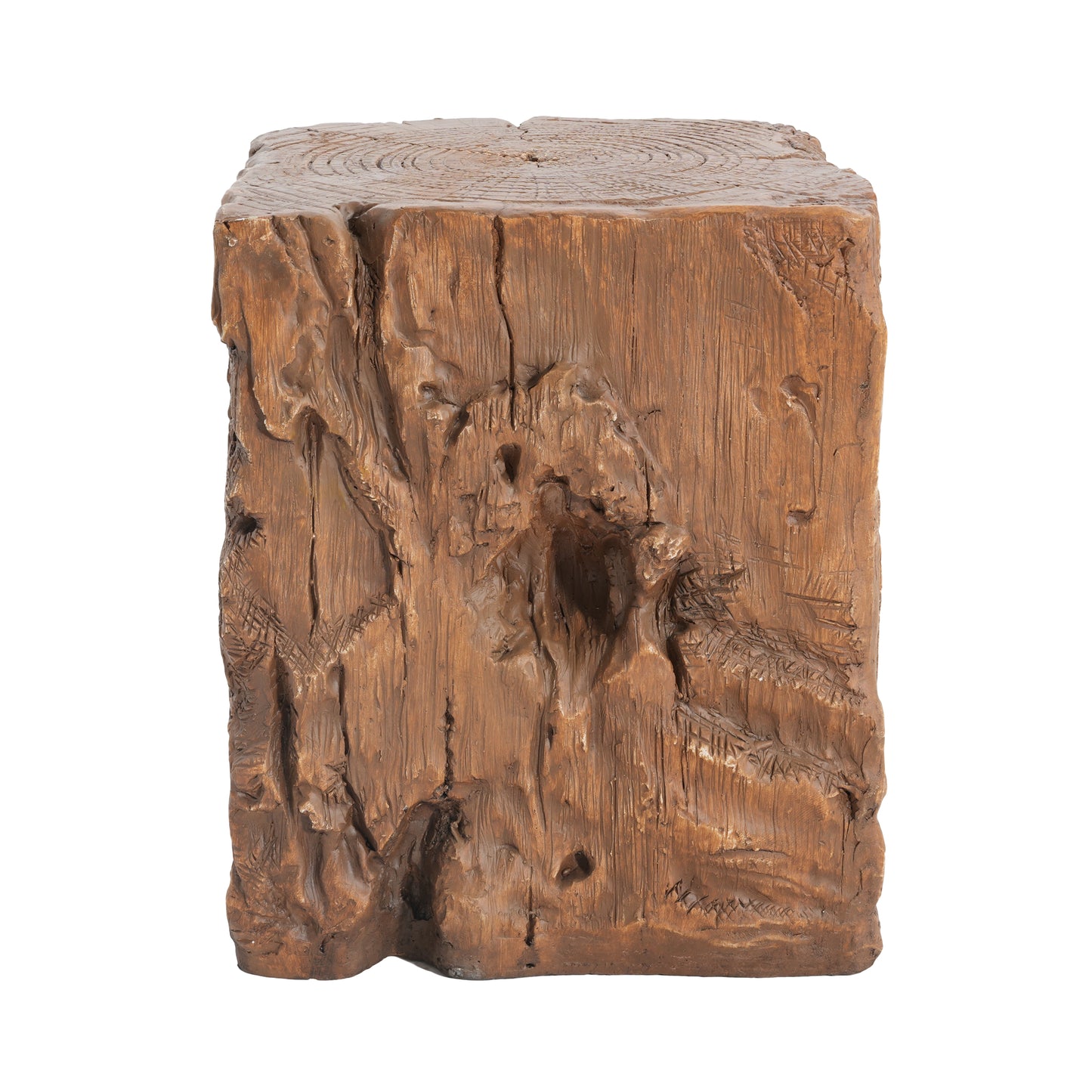 Amira Outdoor And Indoor Stump Shape MGO Side Table, Brown Finish