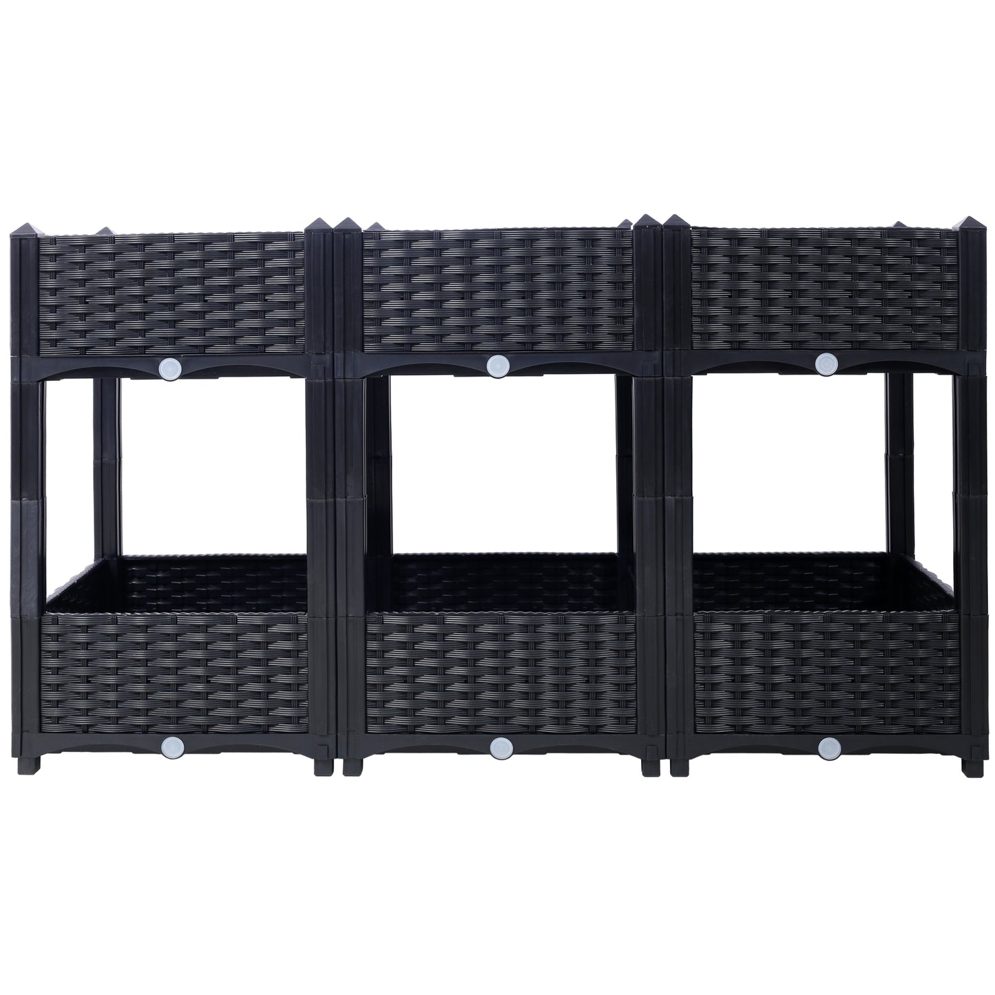 Planter Raised Beds - Elevated Planter Garden Box with Drainage Plug Raised Garden Beds for Vegetable/Flower/Herb Outdoor Standing Planter Beds Gardening Kit,Black,47.2"x15.7"x27.7"