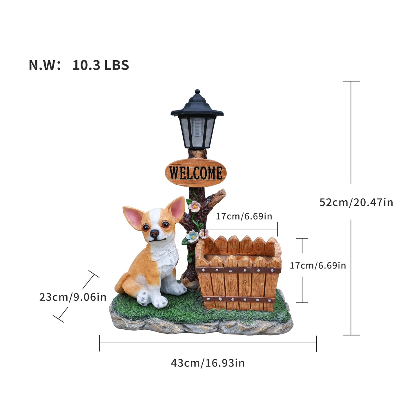 Sitting Chihuahua Dog Planter Statue
