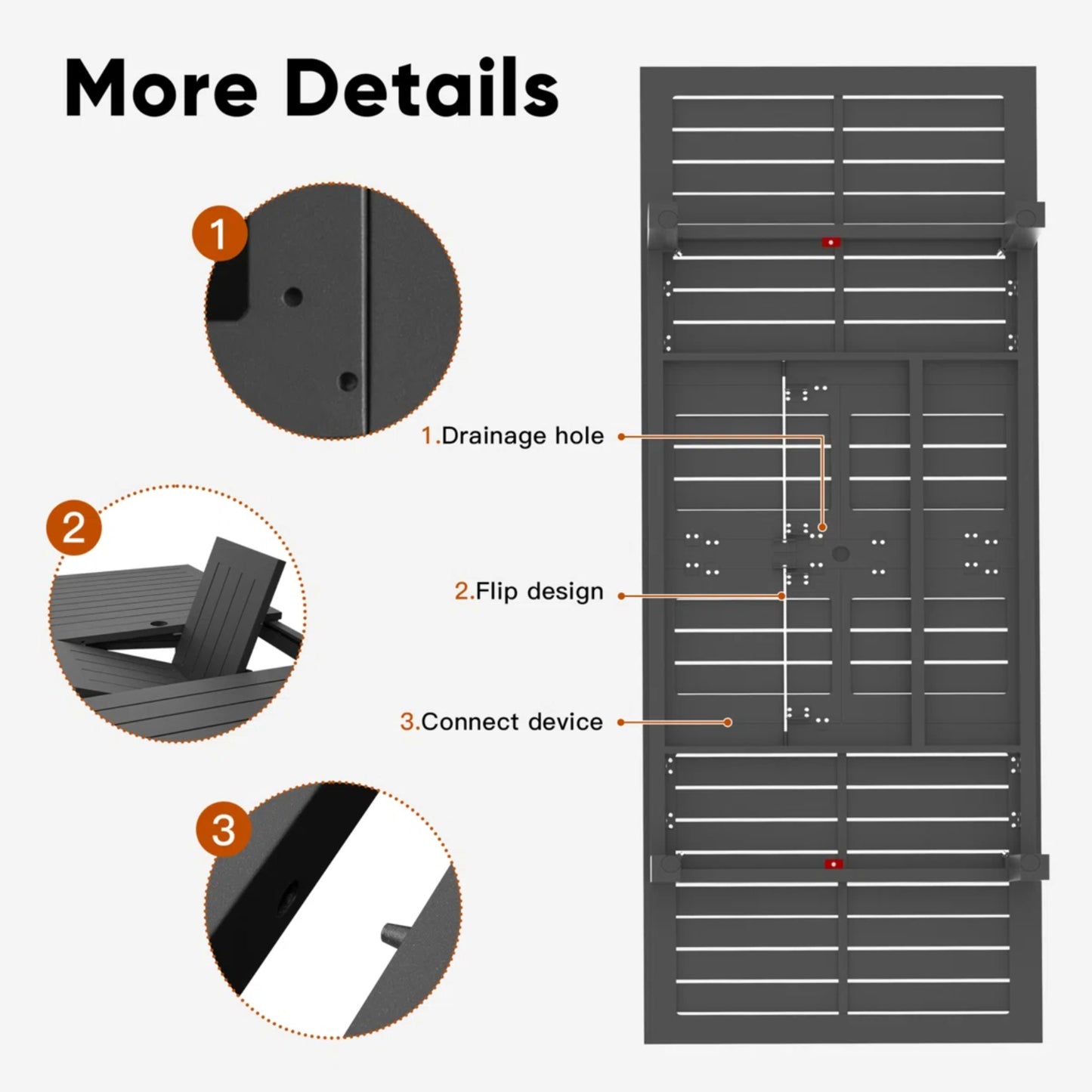 63"-92" Extendable Aluminum Outdoor Dining Table, All-Weather Gray Patio Table