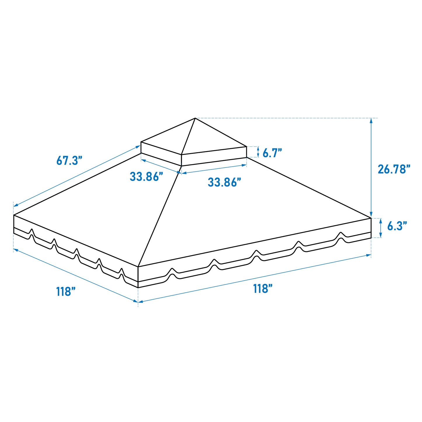 10x10 Ft Outdoor Patio Gazebo Replacement Canopy,Double Tiered Gazebo Tent Roof Top Cover Only Greatwall border(Frame Not Include)-Tan
