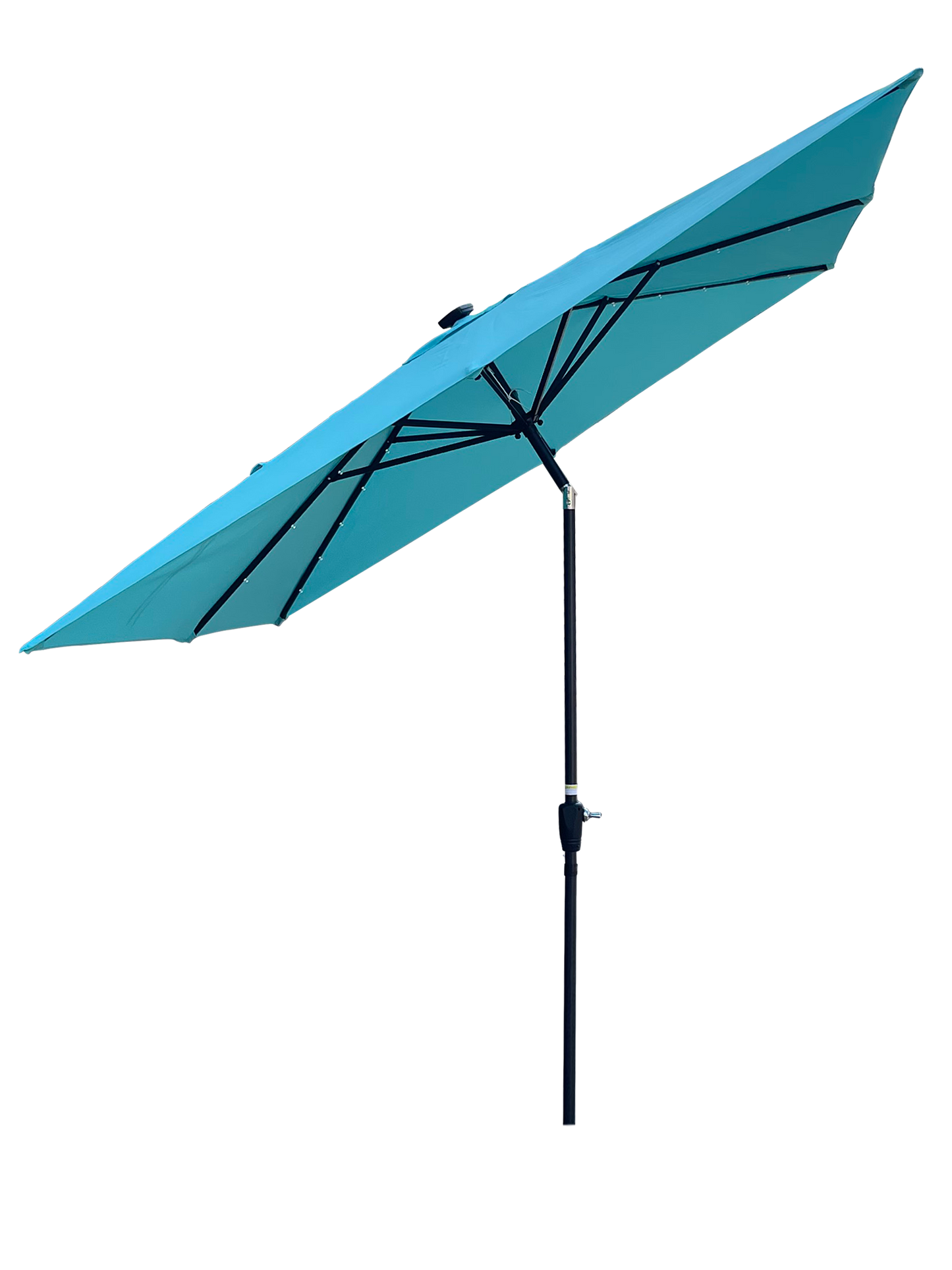 Square 2.5X2.5M Outdoor Patio Umbrella Solar Powered LED Lighted Sun Shade Market Waterproof 8 Ribs Umbrella with Crank and Cross Base for Garden Deck Backyard Pool Shade Outside Deck Swimming Pool