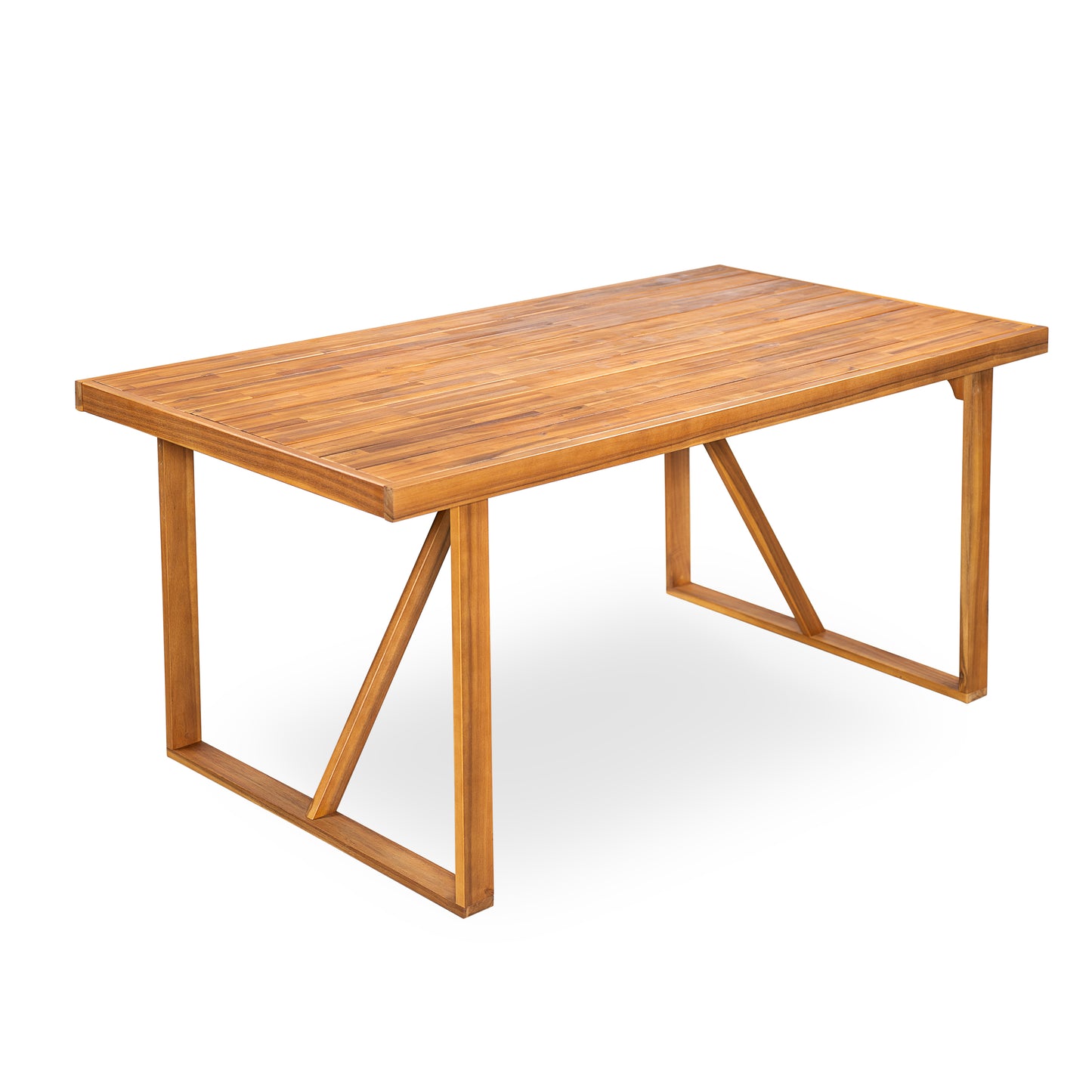 67" Acacia Wood Outdoor Dining Table , Ideal for Patio & Garden Gatherings, Teak Finish