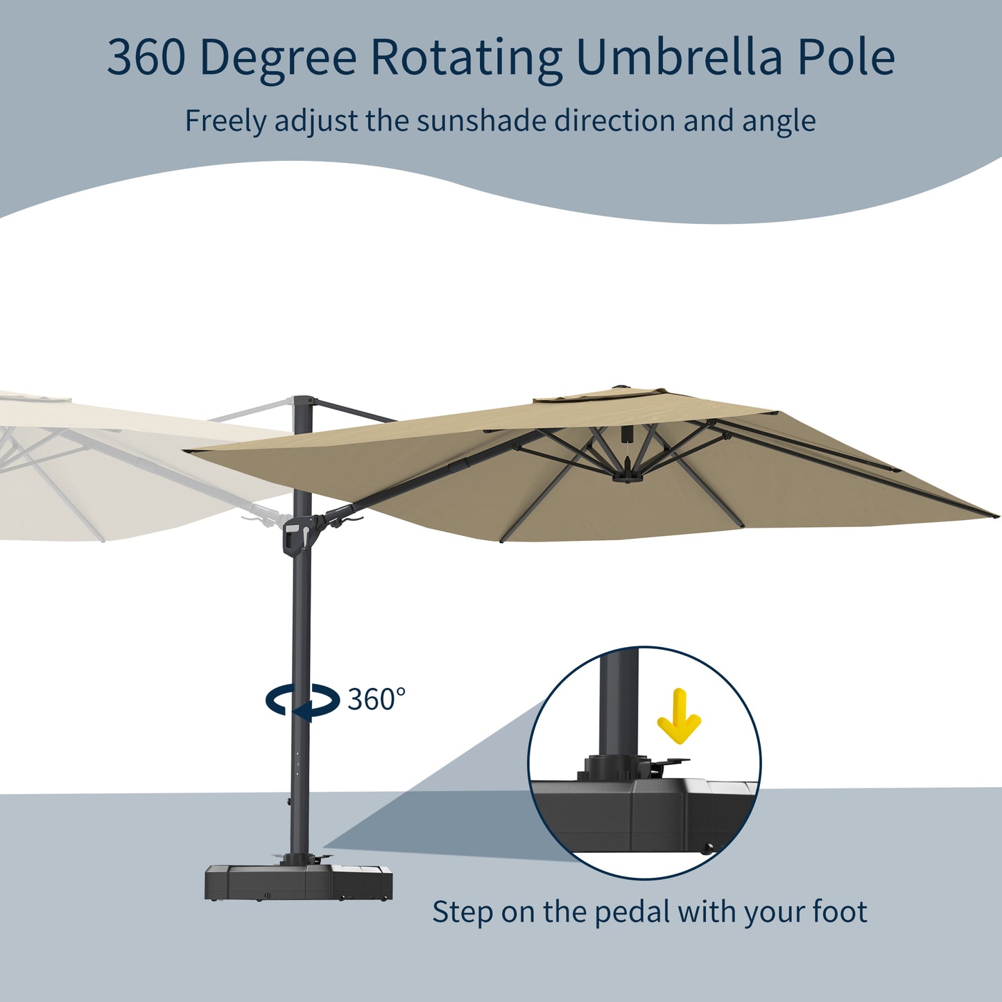 11FT Square Cantilever Patio Umbrella in Beige(without Umbrella Base)