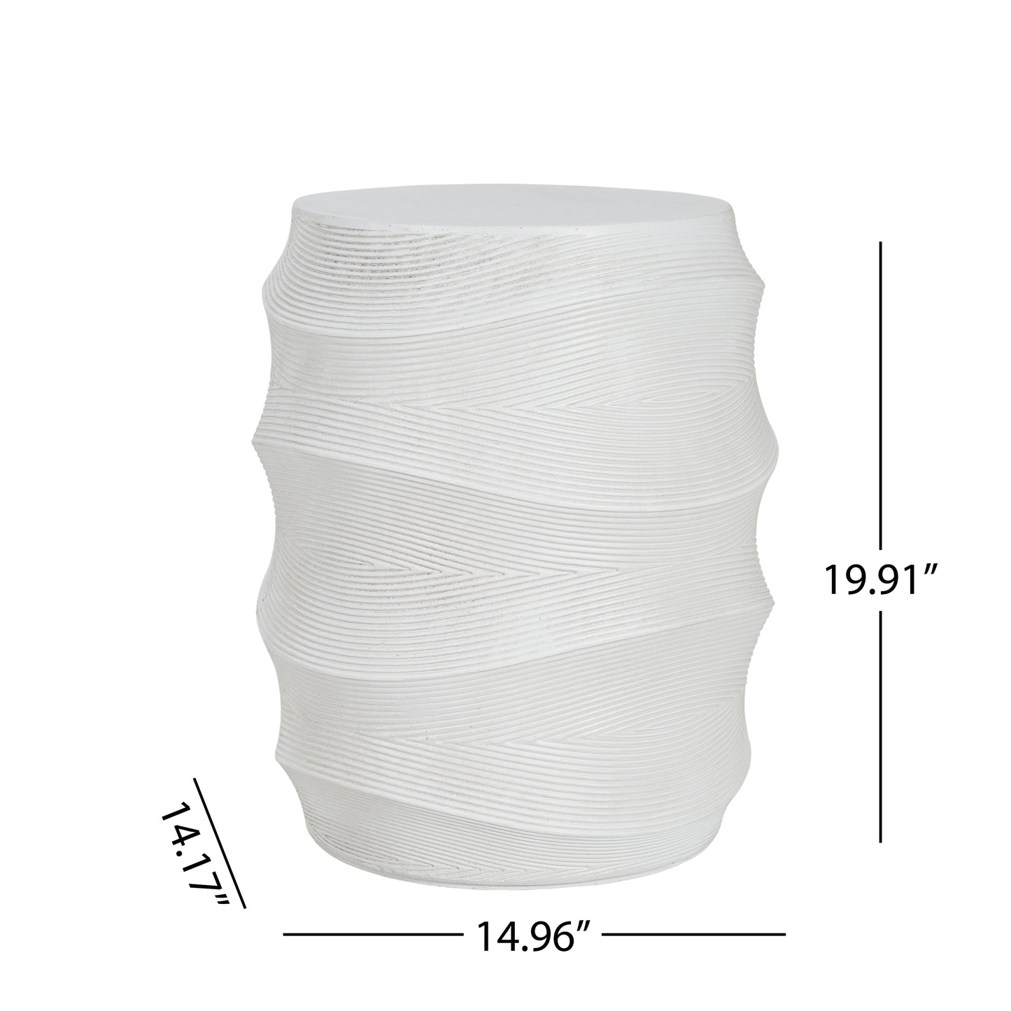 Antique-Style Magnesium Oxide Outdoor Side Table, White Finish