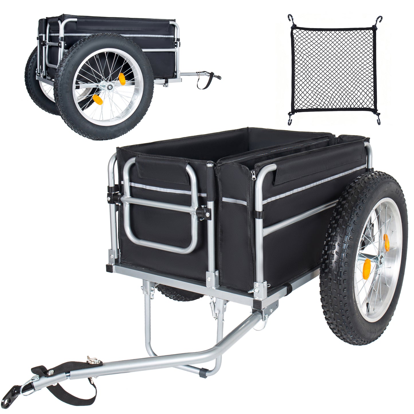 Upgraded 23"x4.0 Fat Tires Bike Cargo Trailer, 150LBS Load Capacity Heavy-Duty Bicycle Wagon Cart, Foldable Compact Storage, Universal Safe Hitch System, for Camping, Groceries & Hauling Essentials