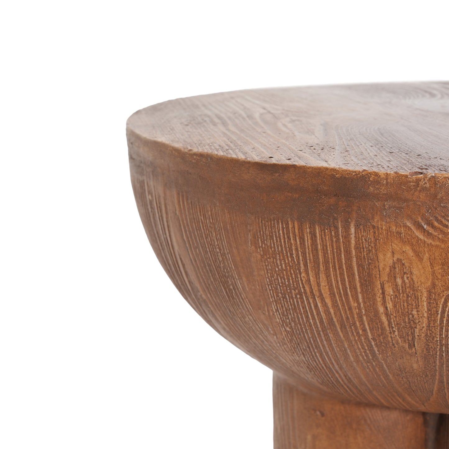 Iris Outdoor Patio Three-Legged Wood-Grain Round MGO Side Table, Brown