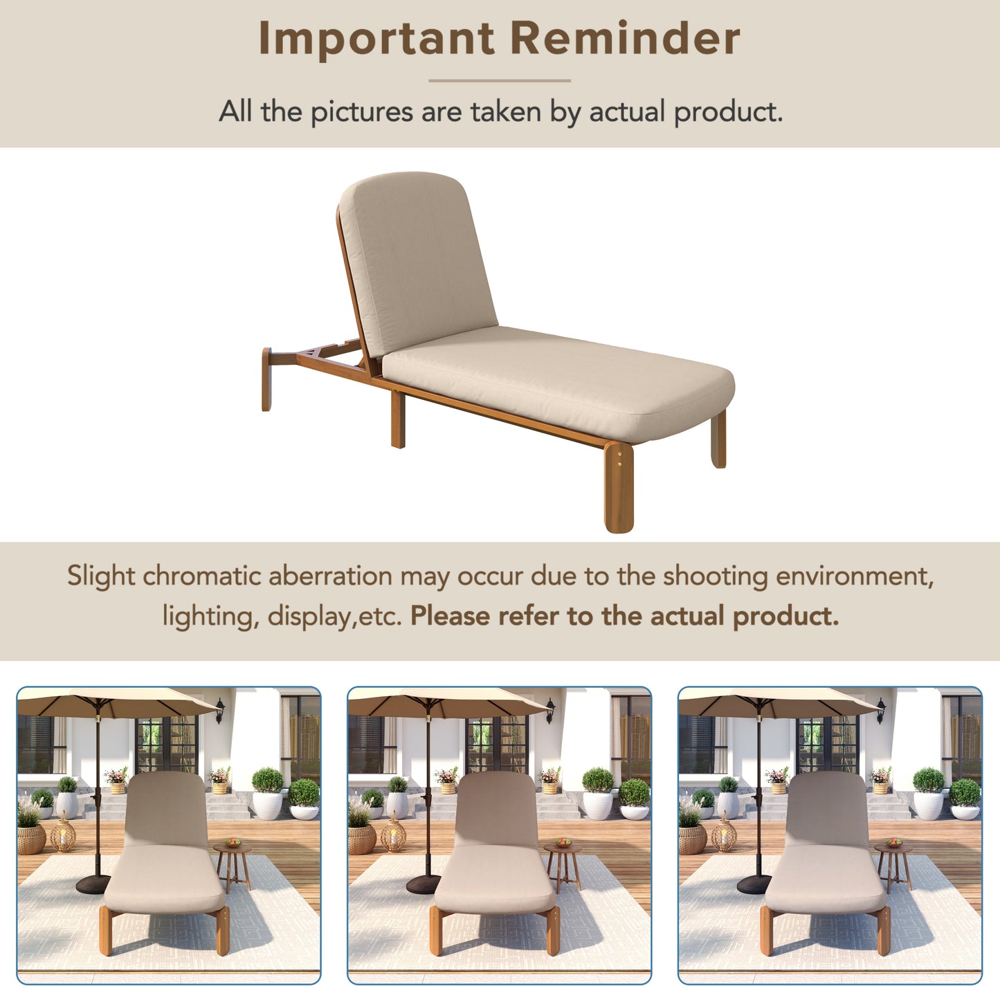 Outdoor Chaise Lounge Adjustable Patio Chaise Outdoor Reclining Chair Pool Lounge Chair with Adjustable Backrest for Patio, Poolside or Beach, Brown