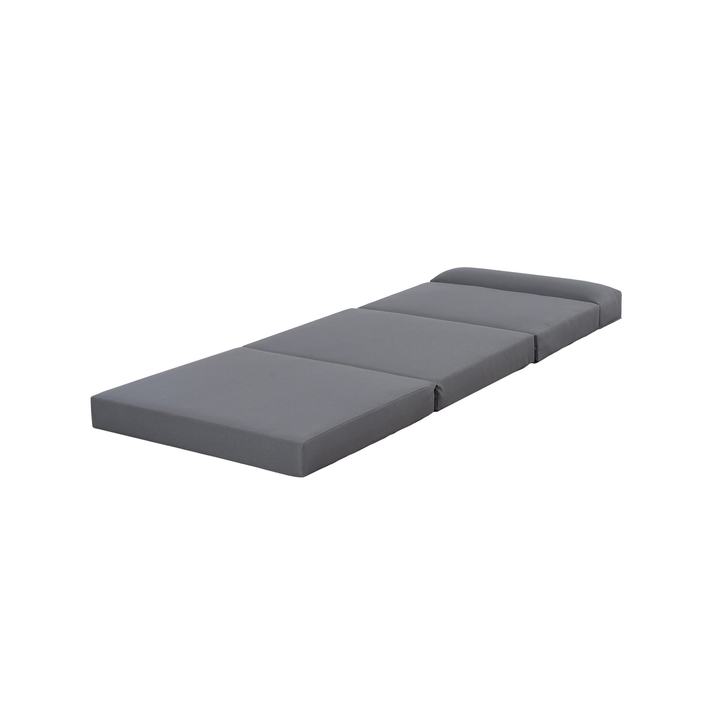 Teak Finish Acacia Wood Chaise Lounge with 4-Inch Dark Gray 4-Fold Cushion Set, Adjustable Outdoor Patio Lounger with Flat Side Surface, for Poolside- Matching cream,beige version available