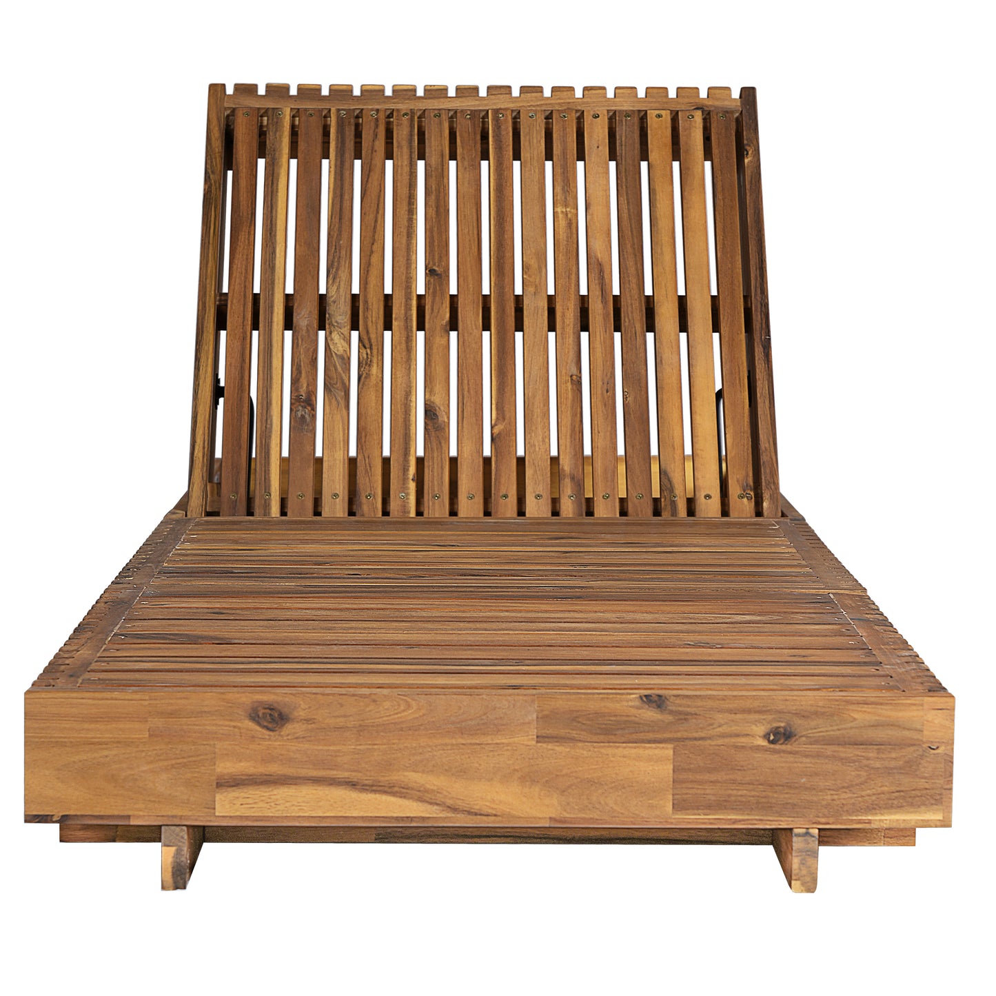 Lounge chaise Set, Acacia solid wood with  LOUNGE CUSHION (Dark Grey+TRIPLE FOLDS) - Matching Cream Version Available