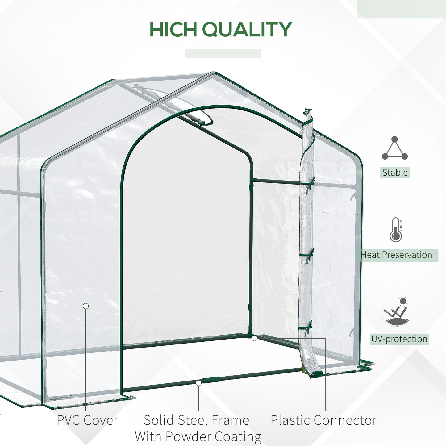 Outsunny 6' x 3' x 5' Portable Walk-in Greenhouse, PVC Cover, Steel Frame Garden Hot House, Zipper Door, Top Vent for Flowers, Vegetables, Saplings, Clear